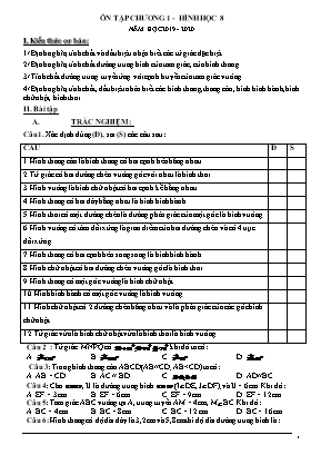 Đề cương ôn tập Chương 1 - Hình học 8 - Năm học 2019-2020